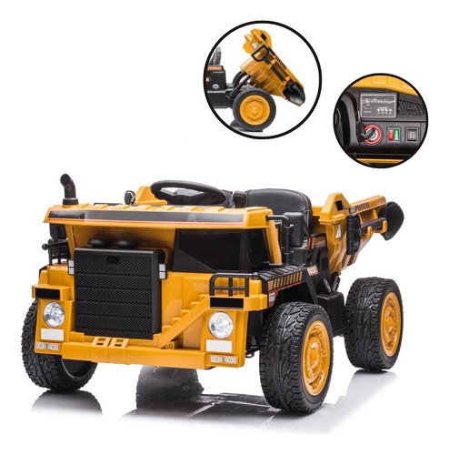Mini Caminhão Elétrico Infantil Escavadeira 12v Basculante Cor Amarelo Bivolt