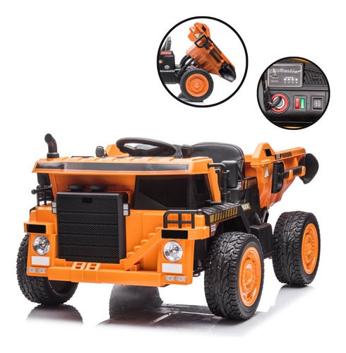 Mini Caminhão Elétrico Infantil Escavadeira 12v Basculante Cor Laranja Bivolt
