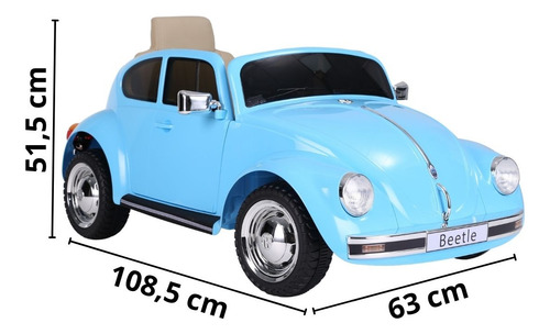 Mini Carro Elétrico Infantil Volkswagen Fusca Beetle Dune 6v Azul Brinqway