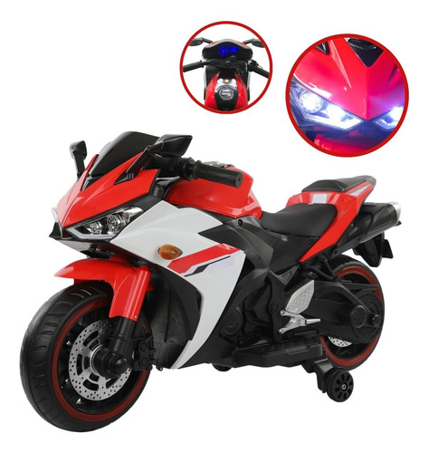 Moto Motinha Elétrica Infantil 12v Roda Eva Som Farol Vermelha
