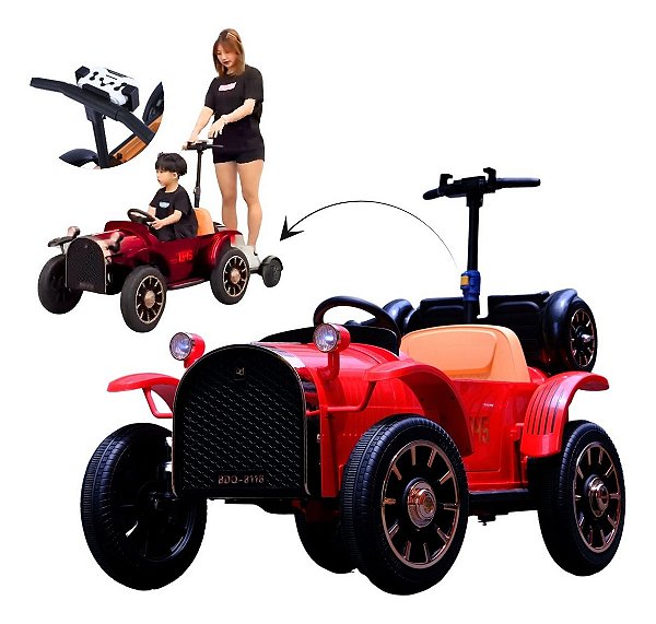 Carrinho Elétrico Infantil 12v Antigo Retrô Branco Apoio Pai Vermelho