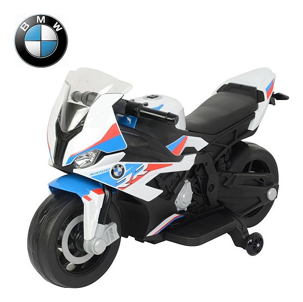 Mini Moto Elétrica 12v Bmw S1000rr Som Farol Led Licenciada Cor Branco
