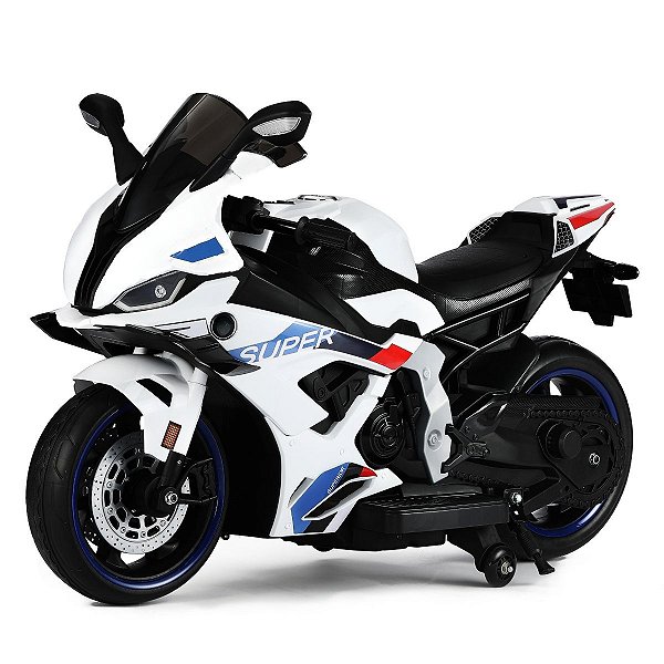 Moto Elétrica Infantil Branca 24v Com Luzes E Som Esportiva
