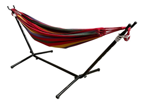 Rede Para Dormir Balanço Reforçada Movel Camping Com Suporte Vermelha