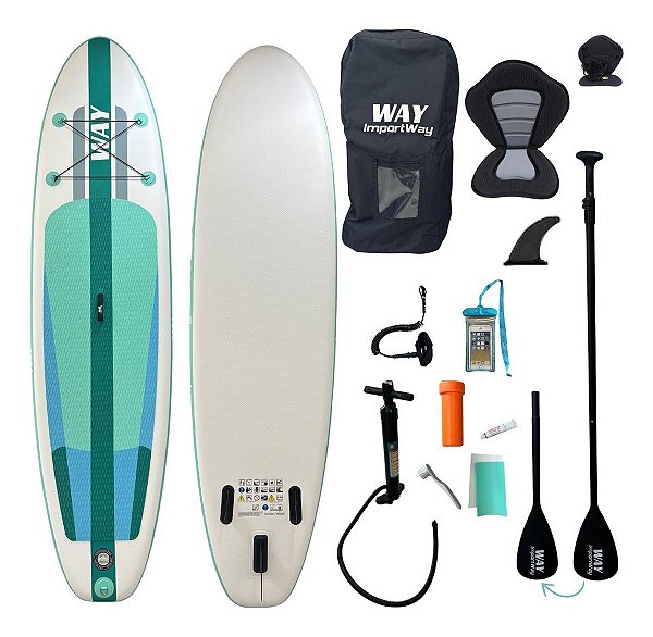 Stand Up Inflável Com Assento Bomba Remo Verde Importway