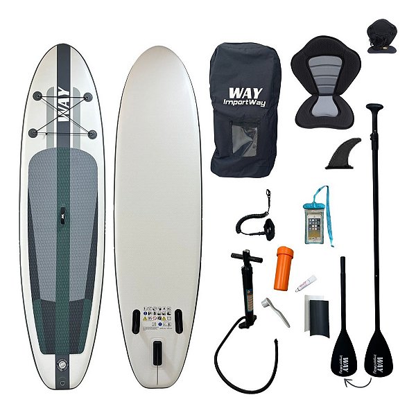 Stand Up Inflável Com Assento Bomba Remo Cinza Importway