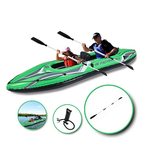 Caiaque Inflável Duplo 2 Pessoas Com 2 Remos E Bomba De Ar