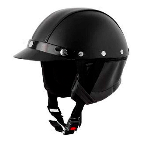 Capacete Couro Coquinho Custom Scooter Moto Elétrica Bike Cor Preto - Pro Tork