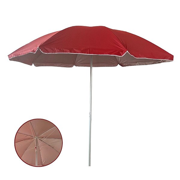 Guarda Sol Articulado Em Aço Inox 2,40 Metros Importway Cor Vermelho