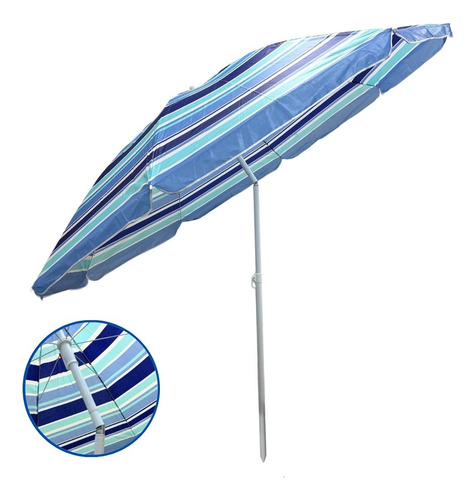 Guarda Sol Articulado Praia Grande 2,4m Pesca Praia Azul Listrado