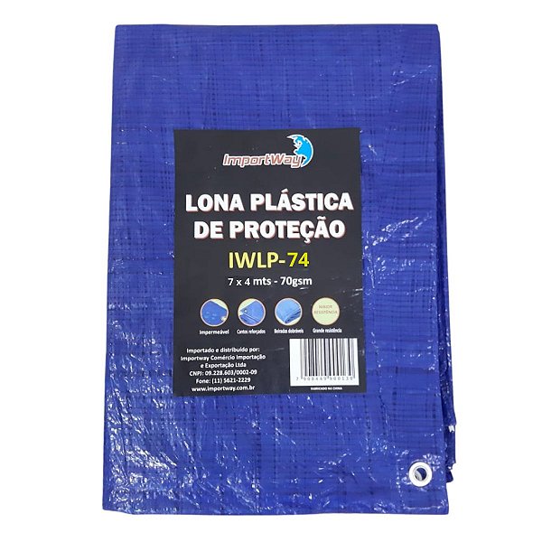 Lona Plástica 7x4 Reforçada 70gsm 100 Micras 28 Metros Quadrados Azul