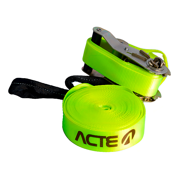 Slackline 10 Metros Com Catraca Fita de Equilíbrio T122 Verde Poliéster - Acte Sports