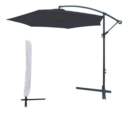 Ombrelone Guarda Sol Suspenso Base Lateral 3,00m Com Capa Cor Azul