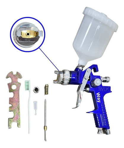Importway Iwpphvlp-1b Pistola Pintura Gravidade Hvlp 1 Bico 1.4mm Caneca 600ml Azul