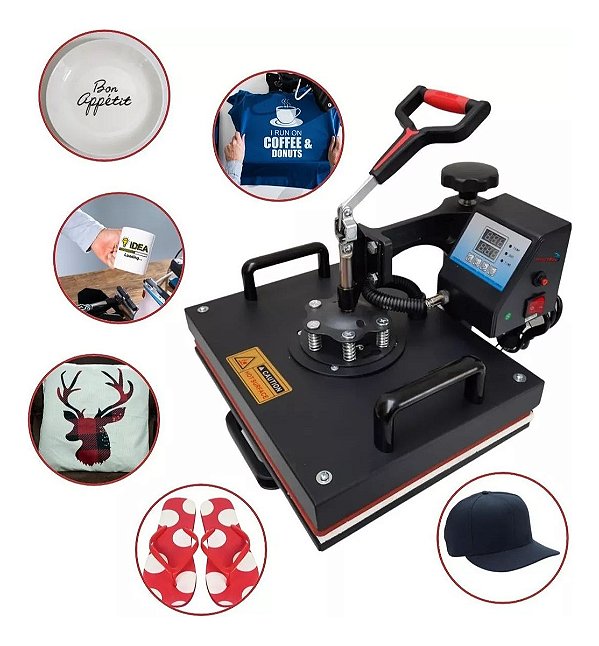 Prensa Térmica Iwpts101 Sublimação 10x1 Caneca Camiseta Boné Chinelo Prato Copo Caneta Transfer Importway Voltagem 110v