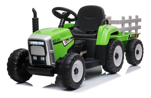 Mini Trator Elétrico Infantil Com Carreta Bateira Recarregável 12v 30kg Verde
