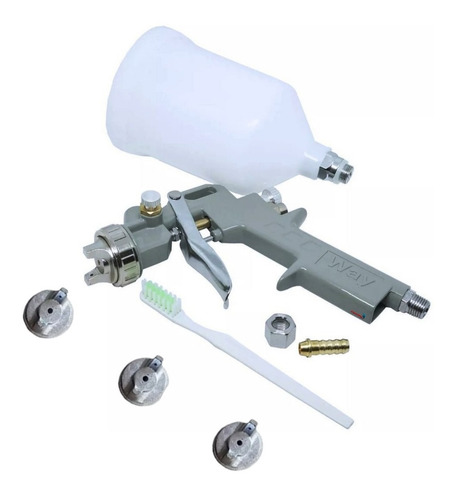 Pistola De Pintura Gravidade Com 03 Bicos E Copo 600ml