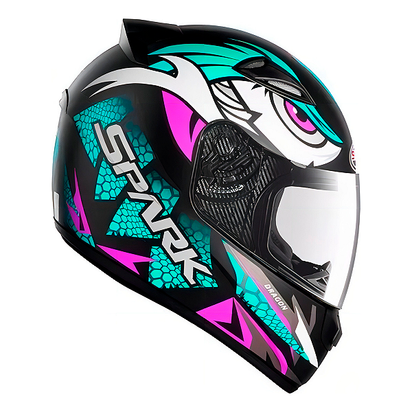 Capacete Moto Fechado Spark Dragon Preto Tifany Fosco Feminino e Masculino Motoqueiro - EBF