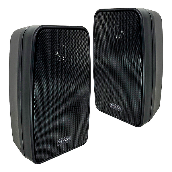 Caixa De Som Ambiente 70W 8Ohms Pretas Resistente à Água com Tela Metálica Externos e internos-Leson