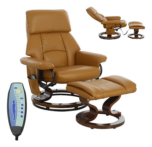 Poltrona De Massagem Reclinável Com Apoio De Pés Caramelo Paris