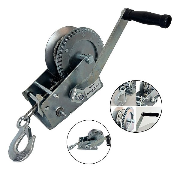 Guincho Manual P/ Carretinha 3000lbs C/ Fita E Tração 1350kg