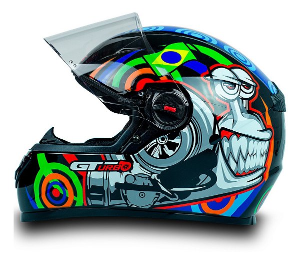 Capacete Para Moto FW3 GT Turbo Fechado Preto Tamanho 60 Com Narigueira Viseira Transparente