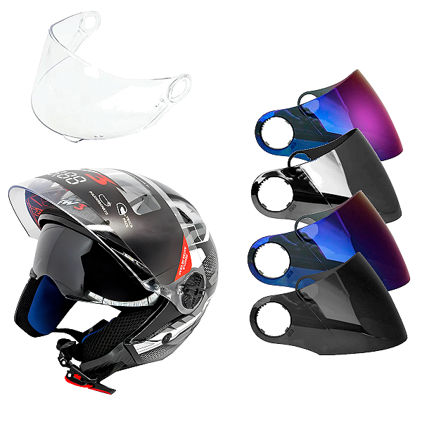 Viseira Capacete Aberto Moto compatíveis com Fw3 X Open Agv Blade e ASX Várias Cores - RS4
