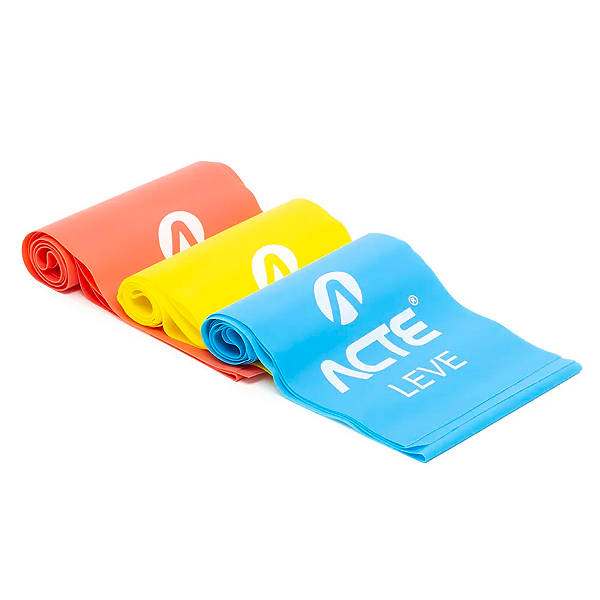 Kit 3 Faixas Elásticas Latex Band com Níveis de Resistência para Treino e Alongamento - Acte Sports