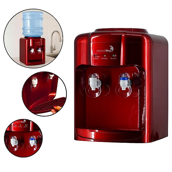 Bebedouro Refrigerado Agua Gelada Normal Garrafão 220v Vermelho