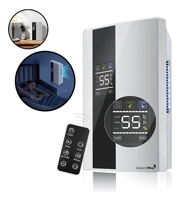 Desumidificador De Ar Ambiente Eletrico Antimofo 2000 Ml Portátil Importway Branco