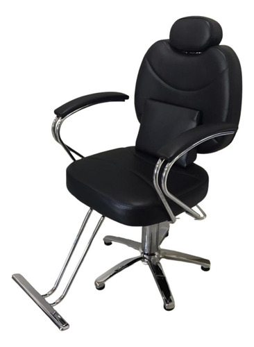 Poltrona Cadeira Barbeiro Reclinável Cor Preto Liso Forma Da Base Estrela