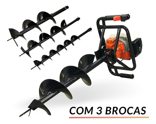 Perfurador De Solo 52cc Profissional 3 Brocas Extensor Incluso Profissional Importway