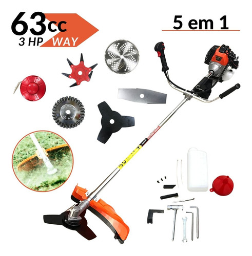Roçadeira Gasolina 63cc Multifuncional 5x1 Potente Completa Profissional Importway