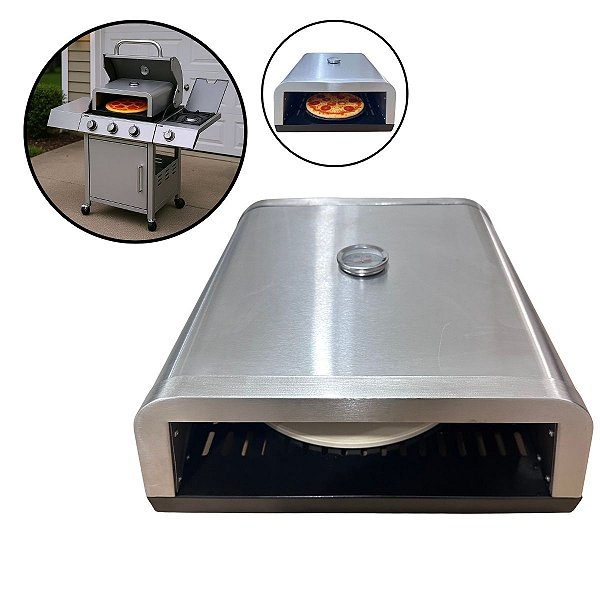 Forno De Pizza Inox Portátil Para Churrasqueira A Gás Ou Carvão Gourmet Área Gourmet Importway