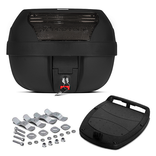 Baú Bauleto Para Motocicleta 28 Litros Modelo Smart Box Automotivo Trava De Segurança Preto com Lente Fumê- Pro Tork