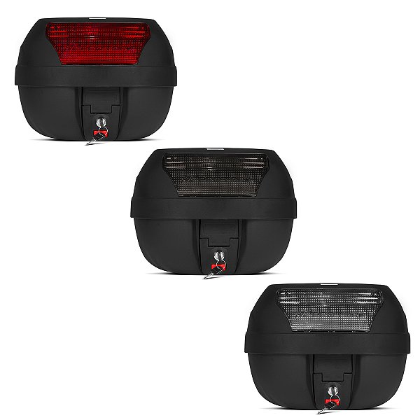 Baú Bauleto Moto Smartbox 28 Litros Preto - Cores das Lente: Vermelho, Fumê e Cristal - Pro Tork