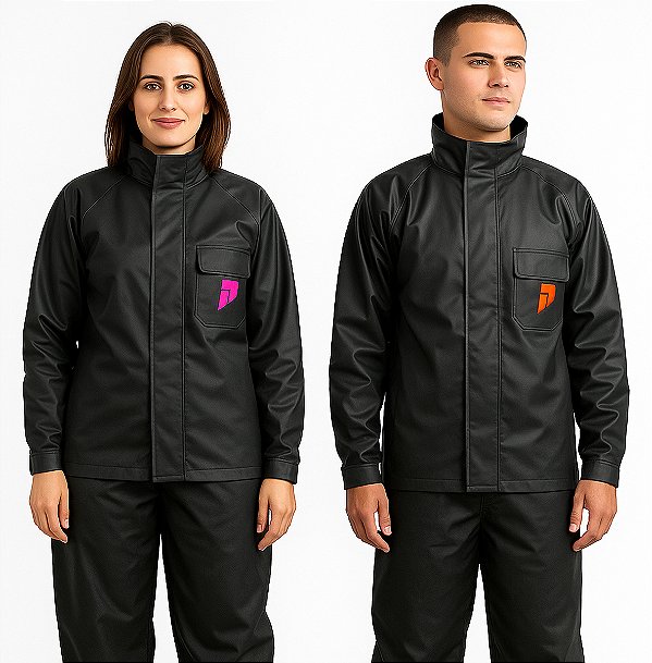 Conjunto Capa De Chuva Motoqueiros Pop Gola Preto Masculino e Feminino Impermeável Diversos Tamanhos