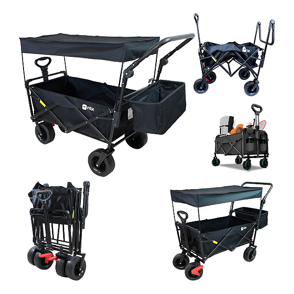 Carrinho Dobrável com Teto Montclair Camping Praia C/ Cobertura portátil Suporta Até 80 kg - NTK