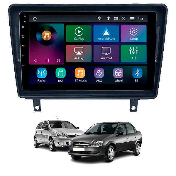 Multimidia Mp5 Rs9200br Es Pro Line Carplay Sem Fio + Moldura 9" Gm Corsa G01 Hatch e Sedan Classic