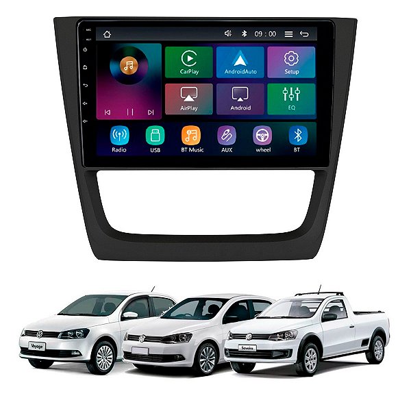 Multimidia Mp5 Rs9200br Es Pro Line Carplay Sem Fio + Moldura 9" Vw Gol G6, Voyage, Saveiro - Preta