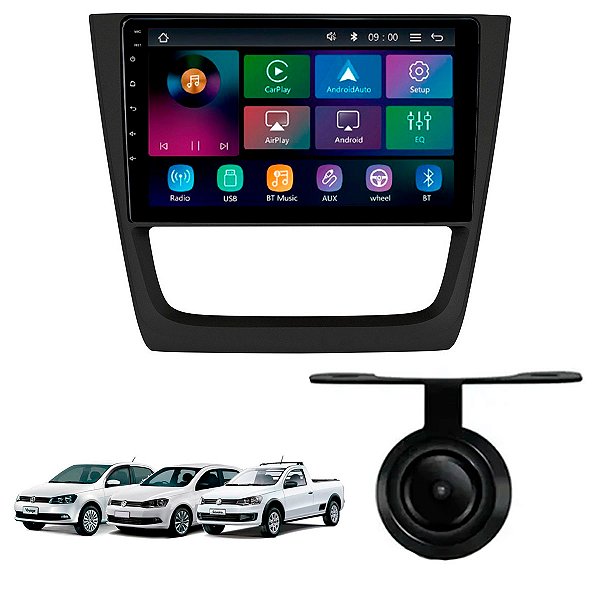 Multimidia Mp5 Rs9200br Es Pro Line Carplay Sem Fio + Moldura 9" Vw Gol G6, Voyage, Saveiro + Câmera de Ré