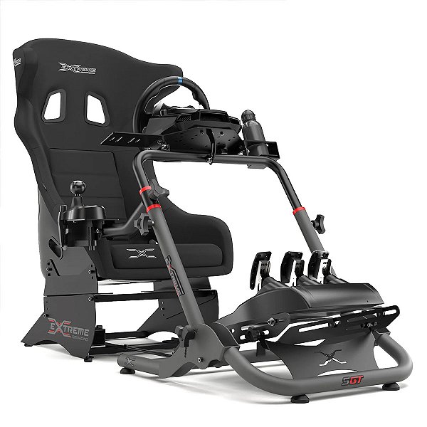 Suporte para Volantes SGT Cinza Pedais Ajustáveis Regulagem de Altura Extreme Racing