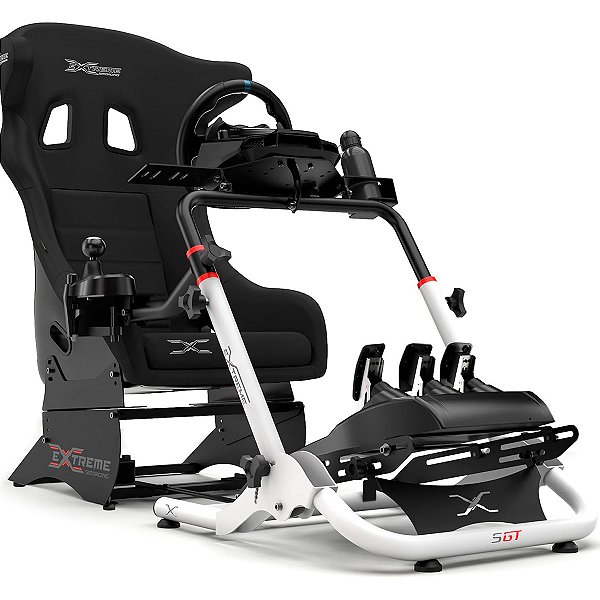 Suporte Simulador Volantes SGT Branco Pedais Ajustáveis Regulagem de Altura Extreme Racing