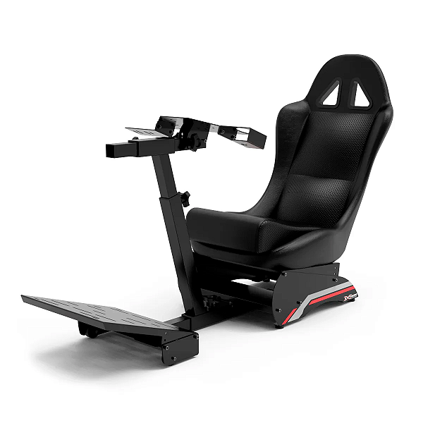 Simulador Cockpit FX1 Branco/Vermelho Estação Simples Banco Concha Suporta 140kg Compatível com Volantes e Pedais