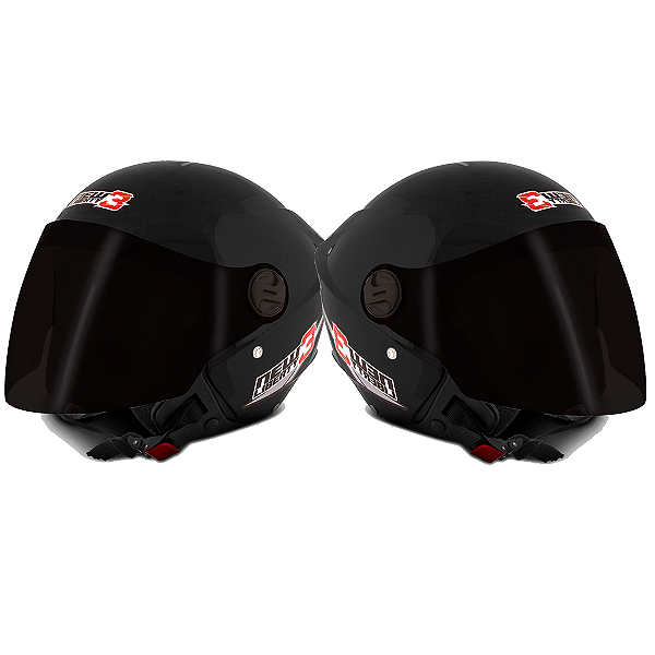 Capacete New Liberty Tree Com Viseira Fumê Aberto Preto Brilhante ou Preto Fosco Pro Tork Barato Tamanhos 56 58 60