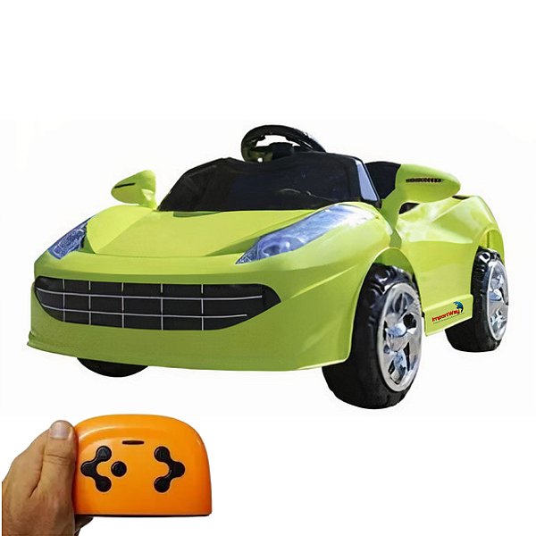 Mini Carro Elétrico Infantil 6v Verde Com Controle Remoto Luzes E Som Bivolt Recarregável