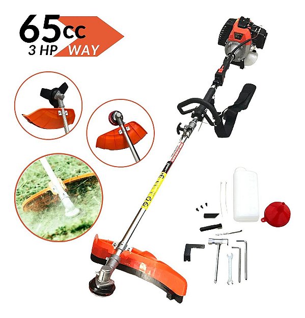 Roçadeira Gasolina 65cc Profissional 2 Tempos Completa Com Lâmina, Cinto E Carretel Nylon