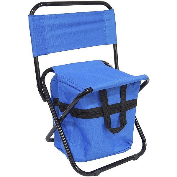 Cadeira Dobrável Camping E Pesca Com Bolso Azul Importway Resistente Portátil E Leve