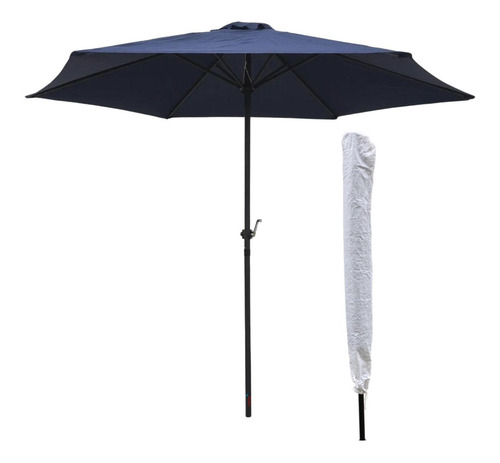 Ombrelone Central 2,70m Azul Com Capa Proteção Solar Jardim Piscina Praia Varanda