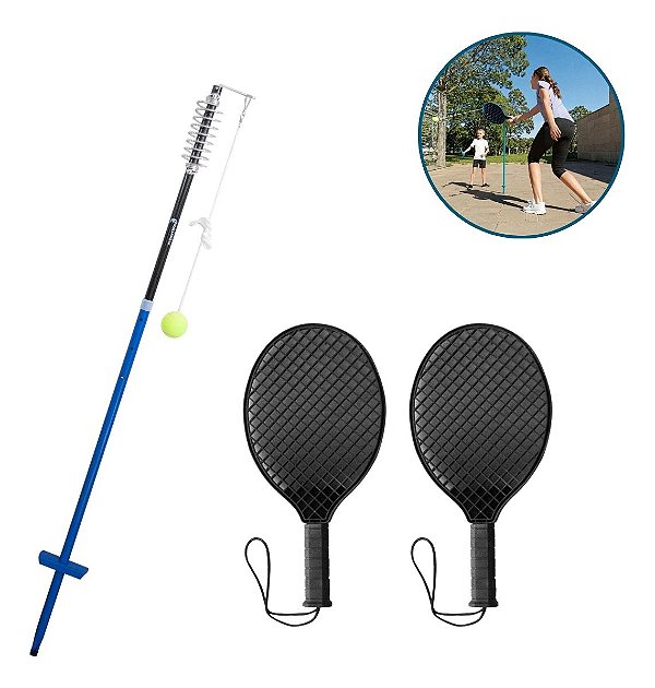 Espiribol De Tênis Infantil Importway Kit Com 2 Raquetes E 1 Bola Ideal Para Diversão Ao Ar Livre